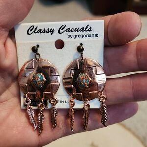 Classy Casuals By Gregorian Copper Dreamcatcher Design Earrings Utah NEW